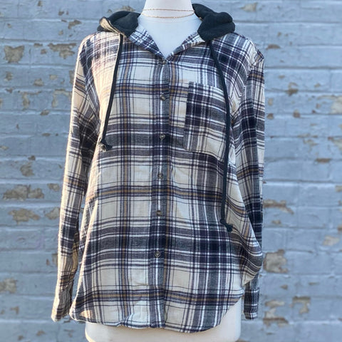 Explore More Plaid Button Up Flannel With Hood