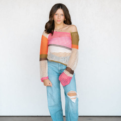 Cable Knit V Neck Sweater