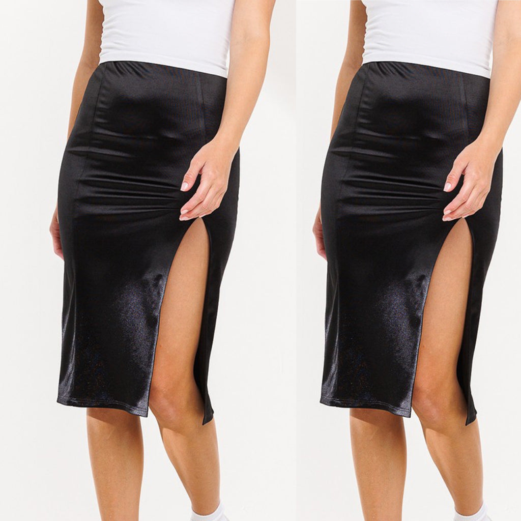 Glam It Up Two Side Slit Skirt Black