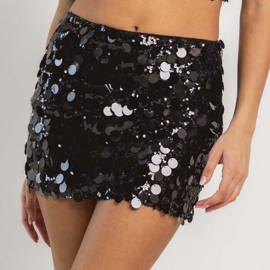 Holiday Cheers Sequence Skirt Black