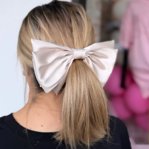 Hair Bow With Satin And Lace