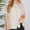 Easy Day Short Sleeve Striped Top Cream