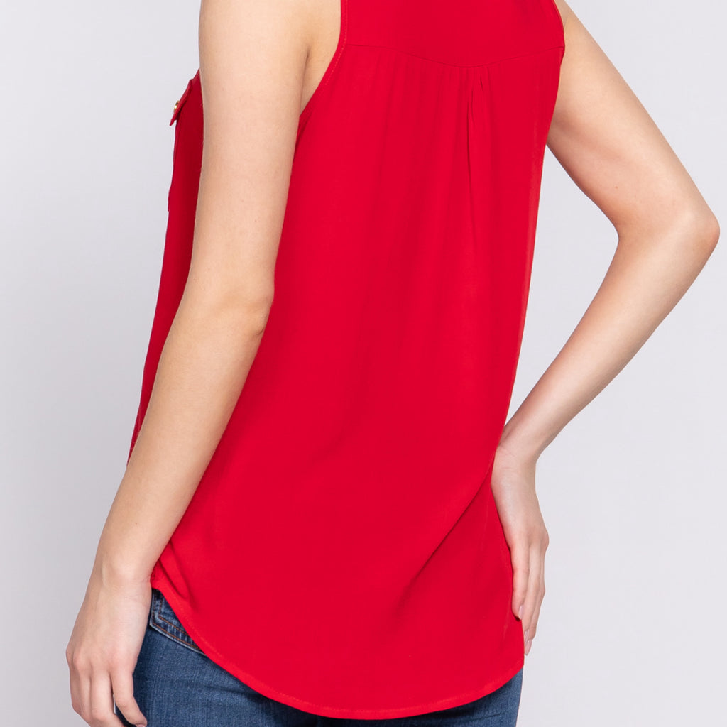 Sure Feels Right Front Button Details Top Red