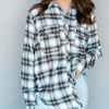 River Plaid Button Up Top Ivory
