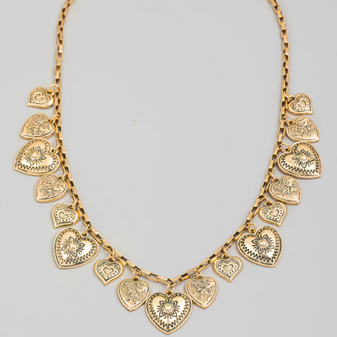 Hearts on Hearts gold Necklace