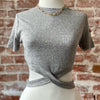 Where Have You Been Ribbed Crop Top Ash Grey
