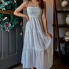 Here An There Midi Dress With Smocked Bodice White