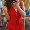 Just A Theory Tie Front Top Red