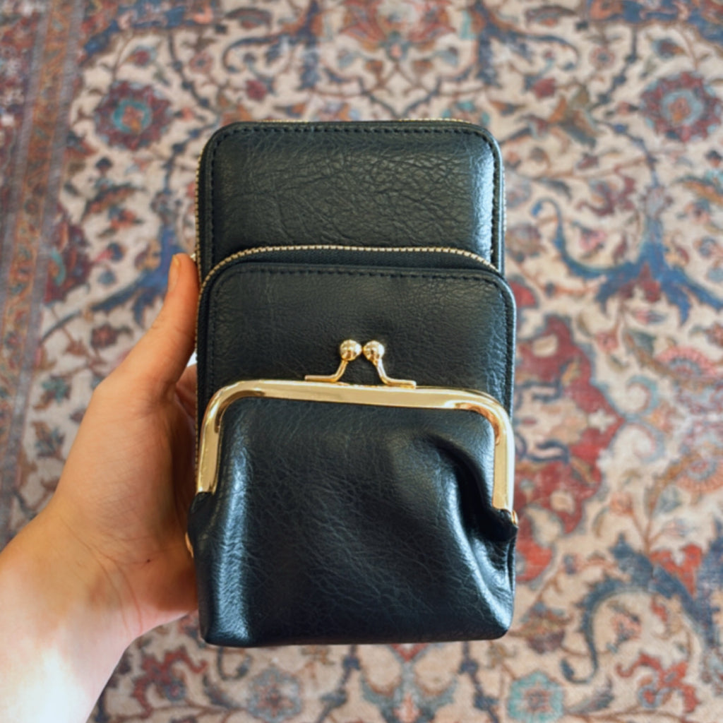 Small Crossbody Vegan Leather Bag Black
