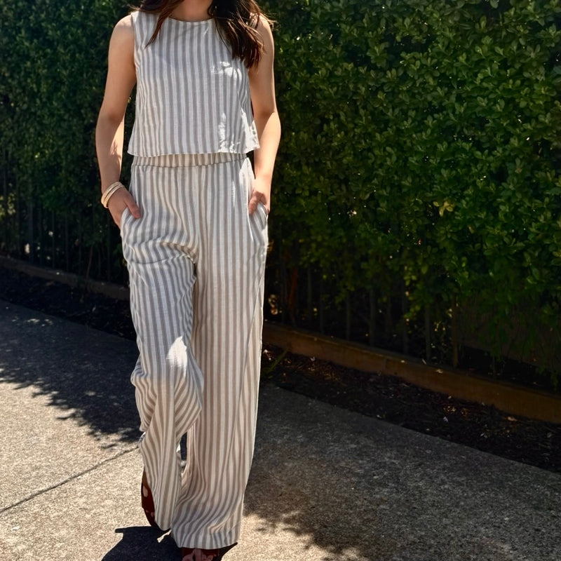 Summer Glow Stipe Linen Wide Leg Pants