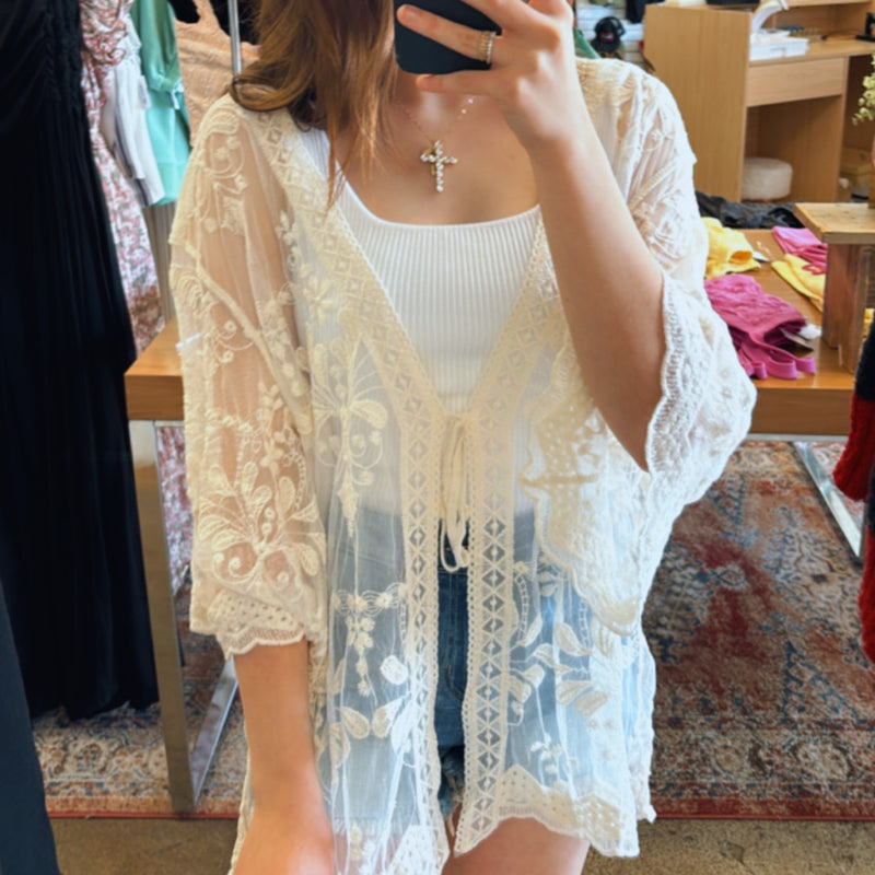 Simple Steps Floral Lace Kimono