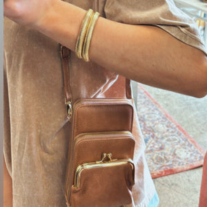Small Crossbody Vegan Leather Bag Brown