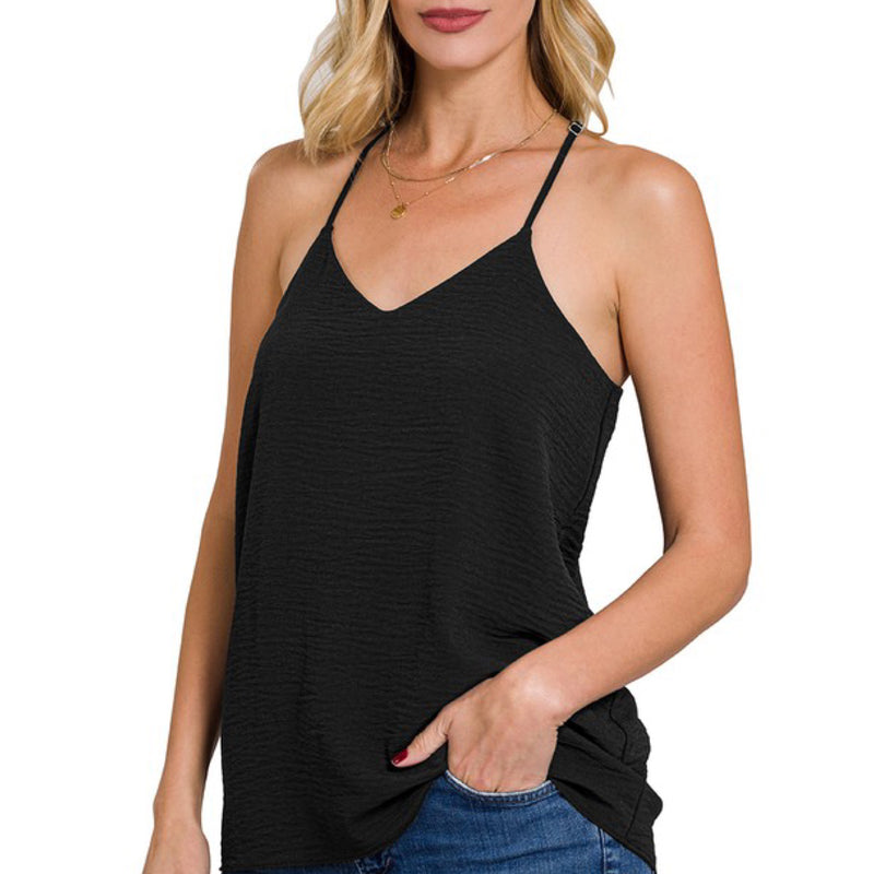 Sweeten Your Day V Neck Cami Top Black