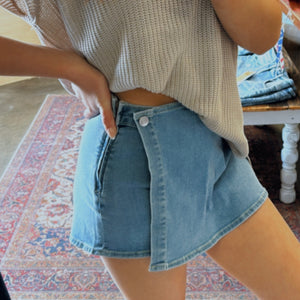 Life Lately Wrap Front Denim Skort