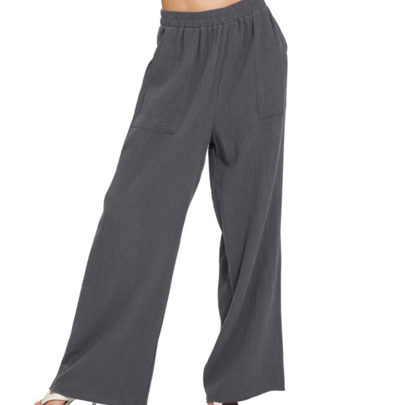 Ash Grey Double Gauze Pants