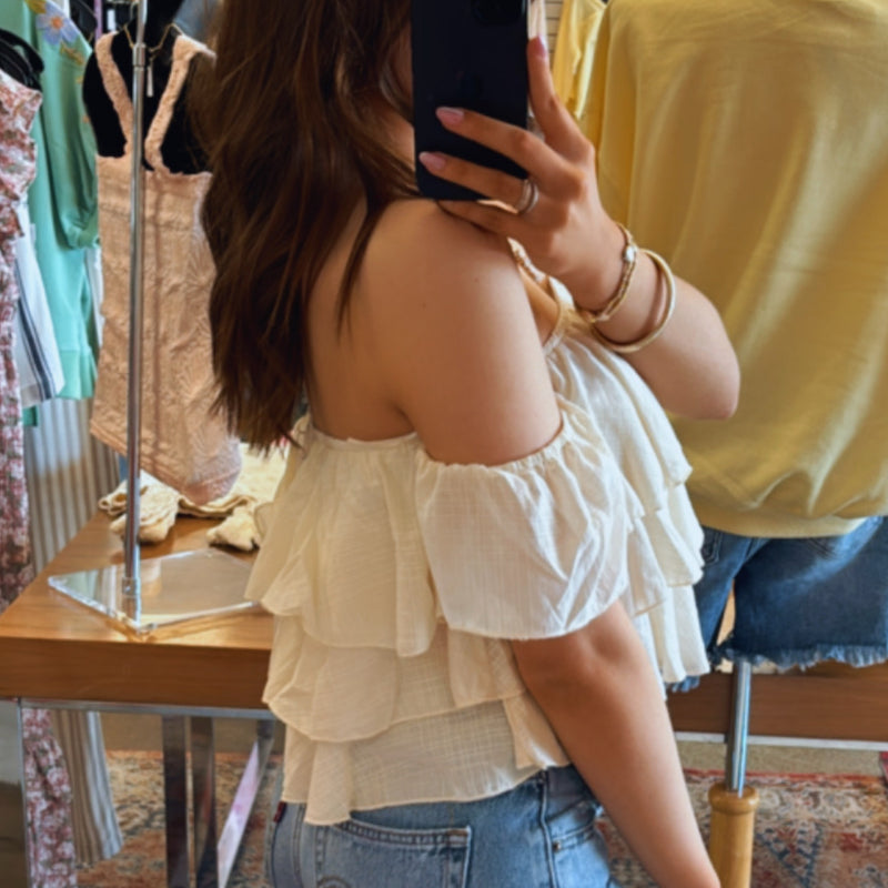 Country Concert Off-the-shoulder Tiered  Top