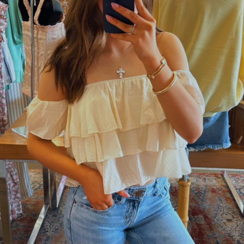 Country Concert Off-the-shoulder Tiered  Top