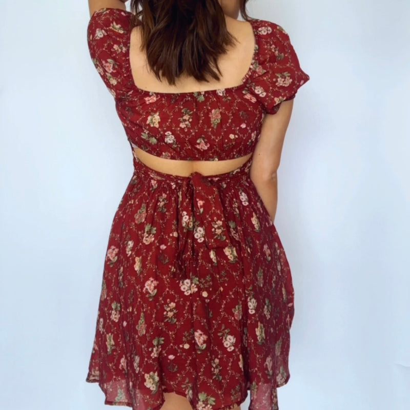 Parker Floral Corset Detail Tie Back Dress LARGE Parker Floral Corset Detail Tie Back Dress LARGE