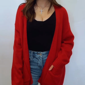 Kinzy Oversized Open Front Cardigans With Pockets