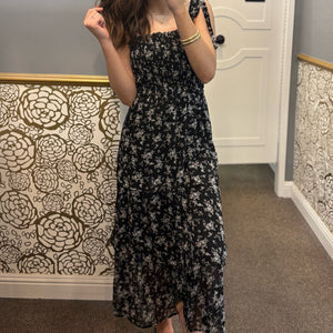 Follow Along Floral Print Dress Black
