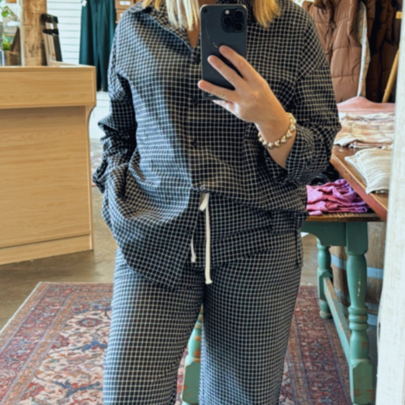 One Day At A Time Button Down Top Black
