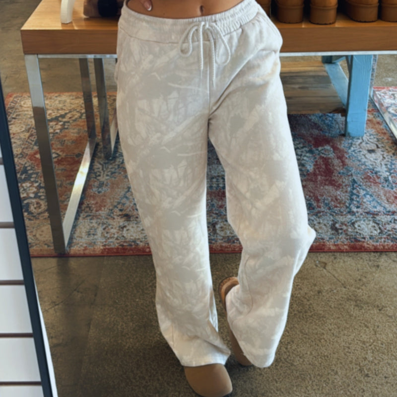 Wink Exclusive Camo Print Mid Rise Pants Beige