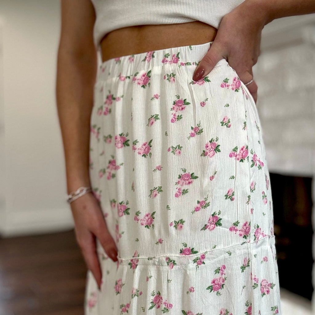 Dreamy Days Floral Print Maxi Skirt