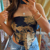 Paisley Satin Bandana Tube Top Navy