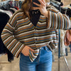 Laney Mulitcolor Stripe V neck button front Cardigan