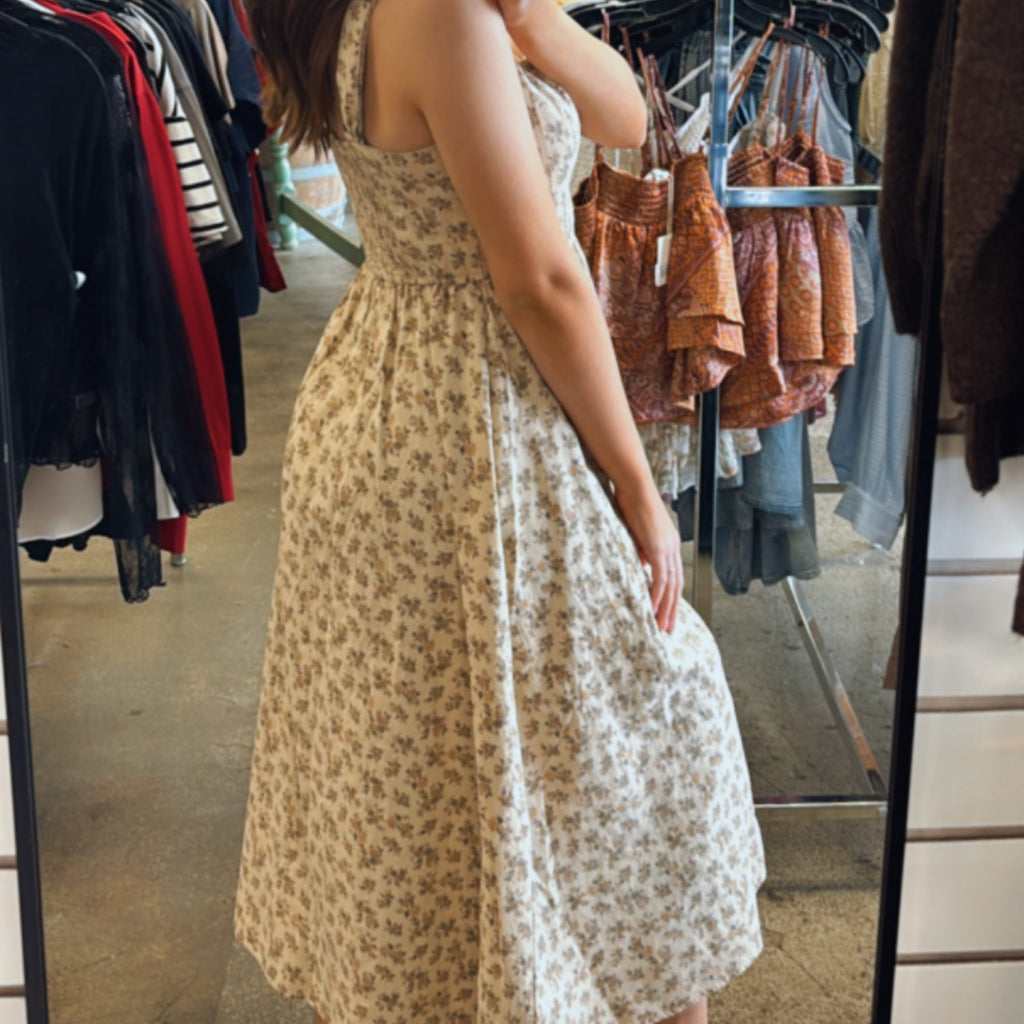 Fall Days Floral Front Hook Midi Dress
