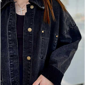 Xander Over Sized Denim Jacket Washed Black