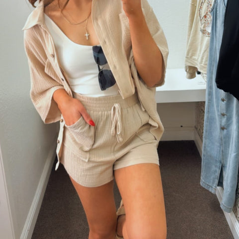 The Better Short Sleeve Button Down Top