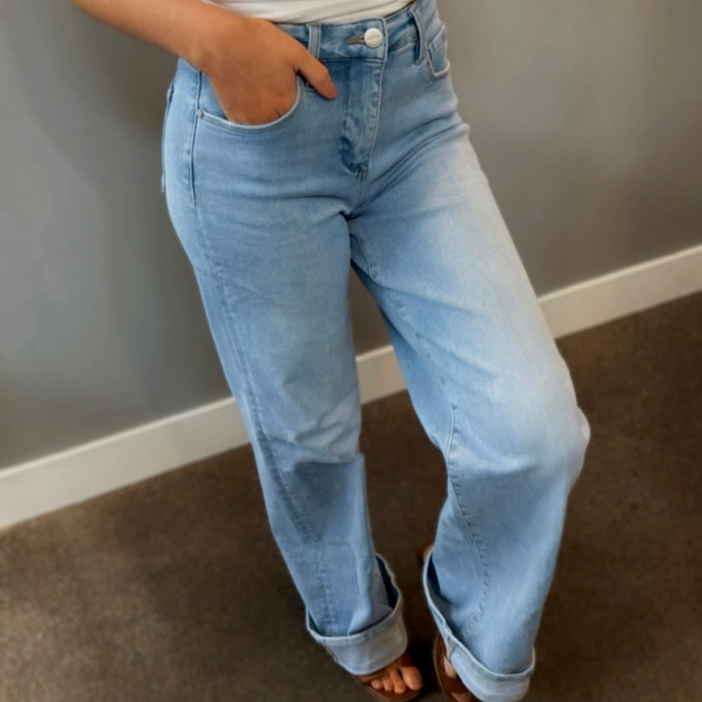 Risen Tummy Control High Rise Cuffed Denim