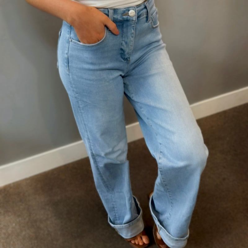 Risen Tummy Control High Rise Cuffed Denim