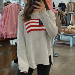 Flag Knitted Sweater Gray