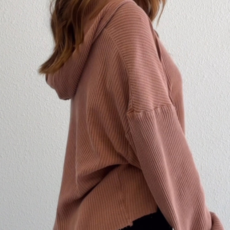 Laken Waffle Knit Hooded Top