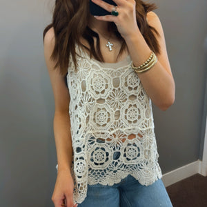 Midday Crochet Tank Top Beige