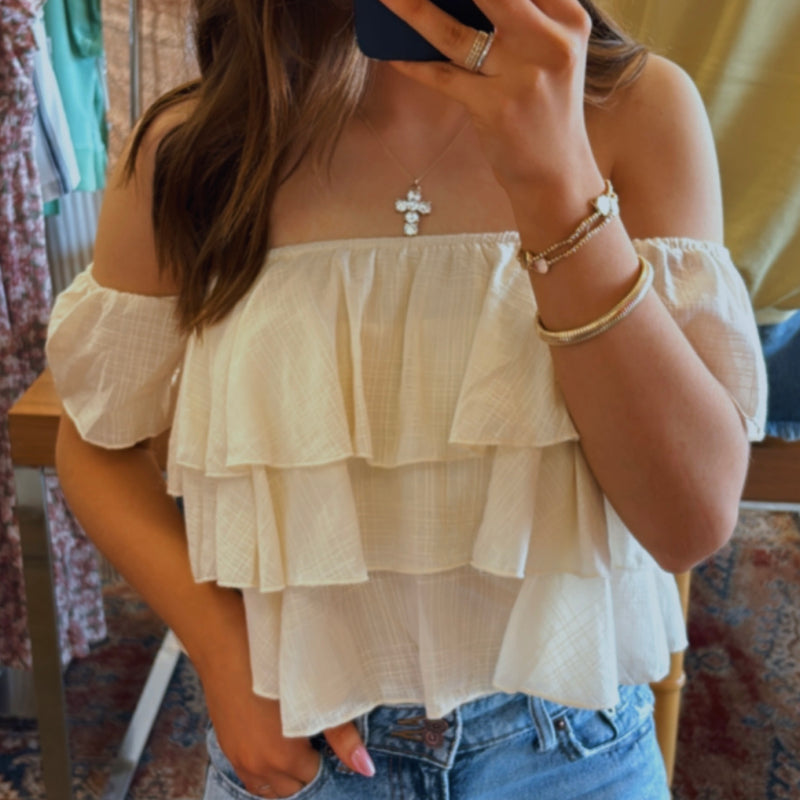 Country Concert Off-the-shoulder Tiered  Top