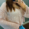 First Look Crochet Long Sleeve Top Pink