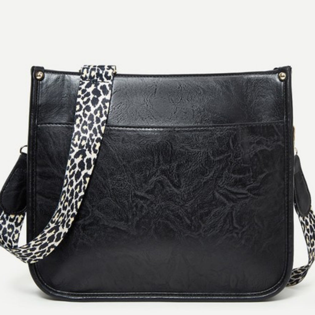 Vegan Leather Leopard Strap Bag