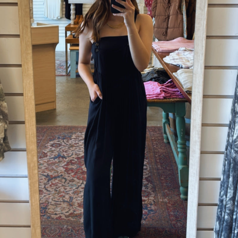 All I Need Black Jumpsuit With Adjustable Straps Black