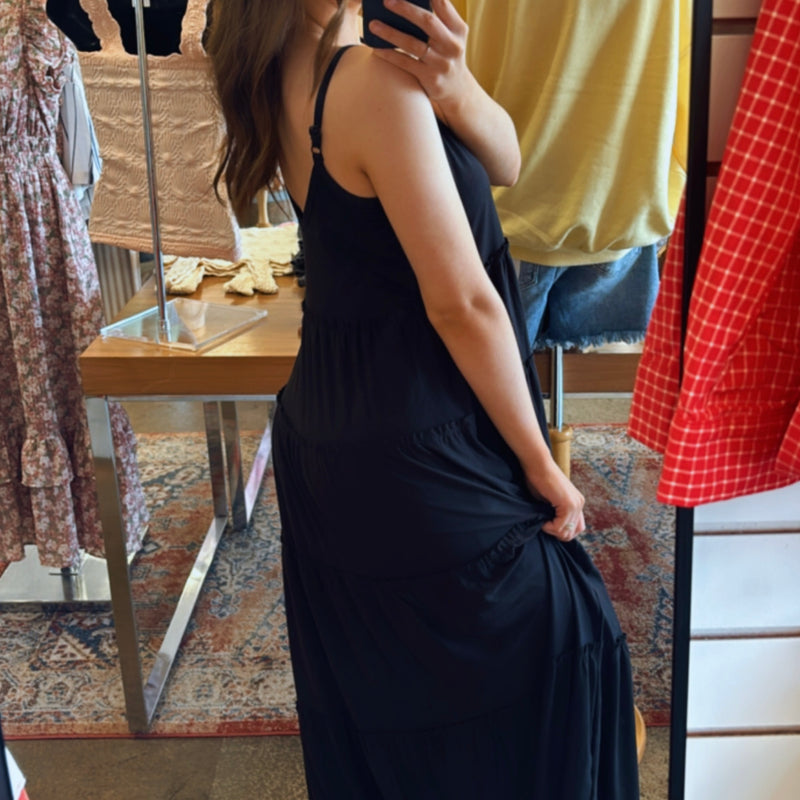 Something New Black Maxi Dress