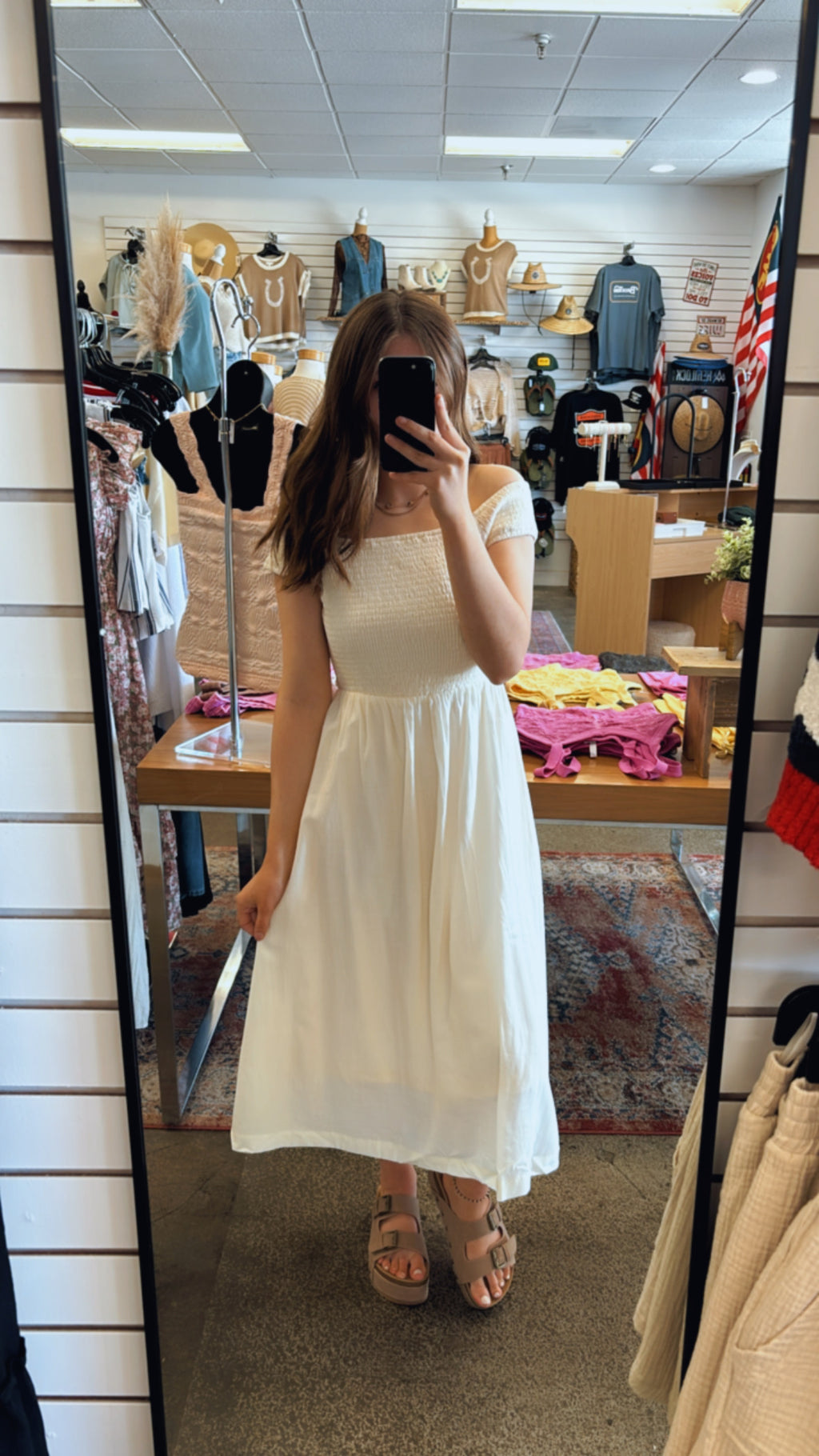 Everything An More Smocked Cotton Midi Dress