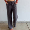 Hazel Waffle Knit Drawstring Waistband Bottoms Mocha