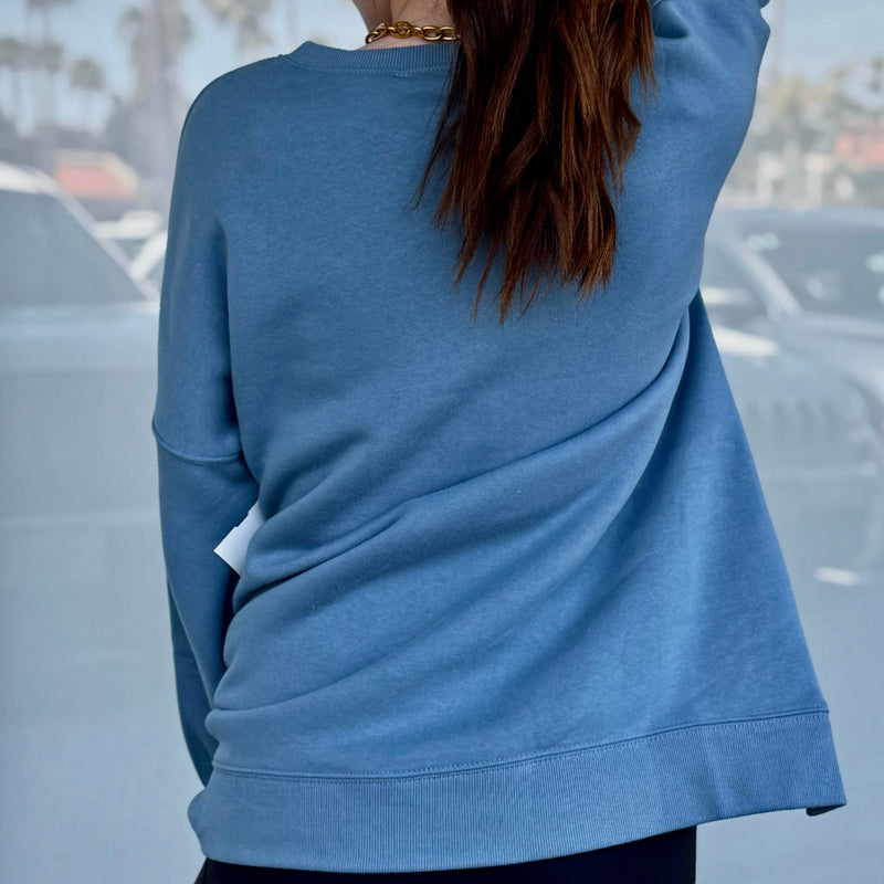 I Can't Forget Hi Low Sweater With Pockets Blue