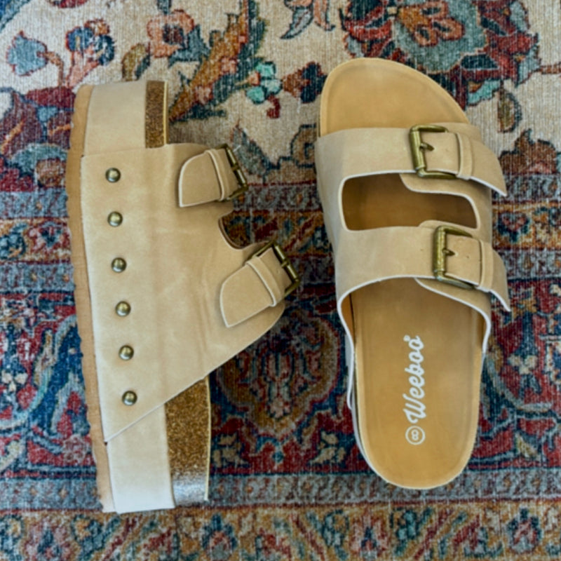 Summer Double Strap Stacked Sandals