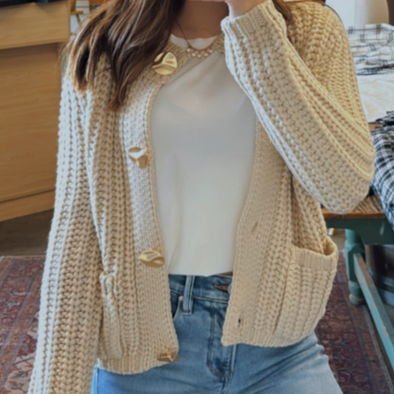 The Addi Button Front Long Sleeve Sweater
