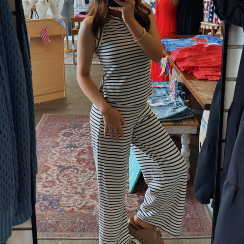 Bayside Striped Set Black