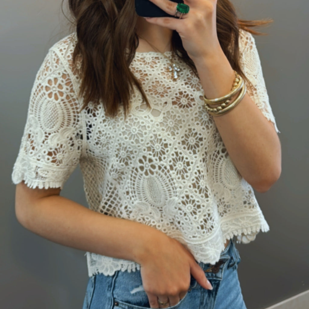 Summer Lights Short Sleeve Crochet Top