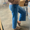 Risen Tummy Control Elastic Band Mid Rise Crop Wide Dark Wash